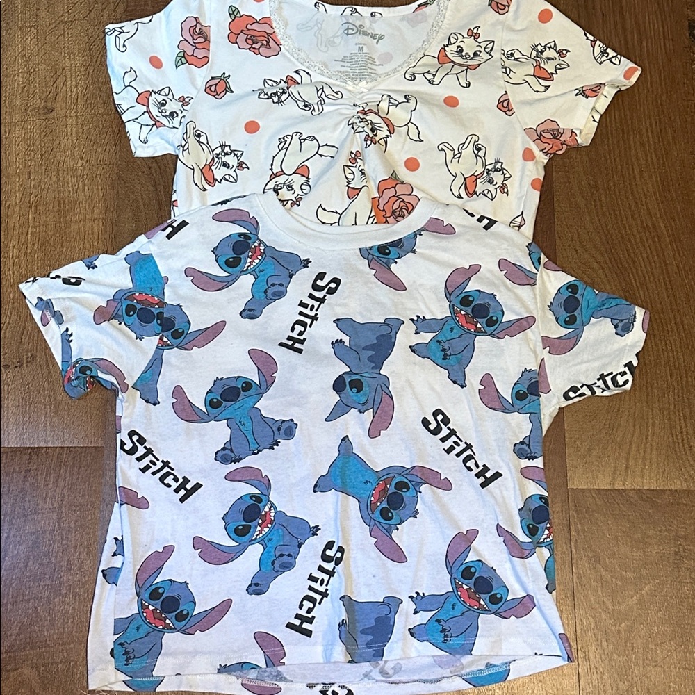 Disney Stitch and Marie Tops in Blue and Pink